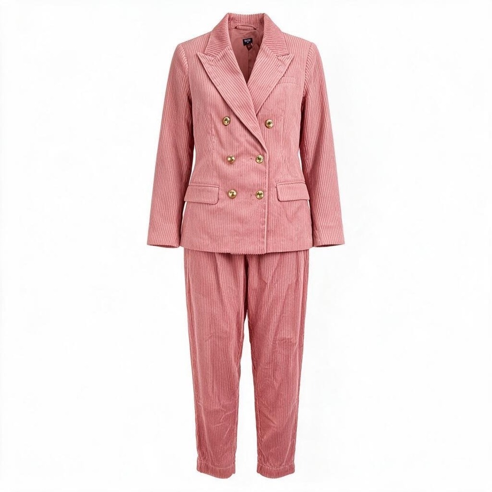 Rowing Blazers Pants Suit Women 6 Pink Corduroy Double Breasted NWT/NWOT #3027